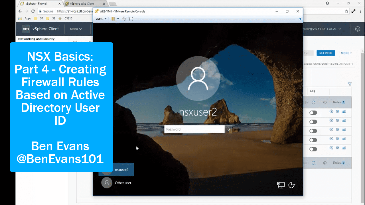 NSX Basics – Creating Firewall Rules Based on Active Directory User ID