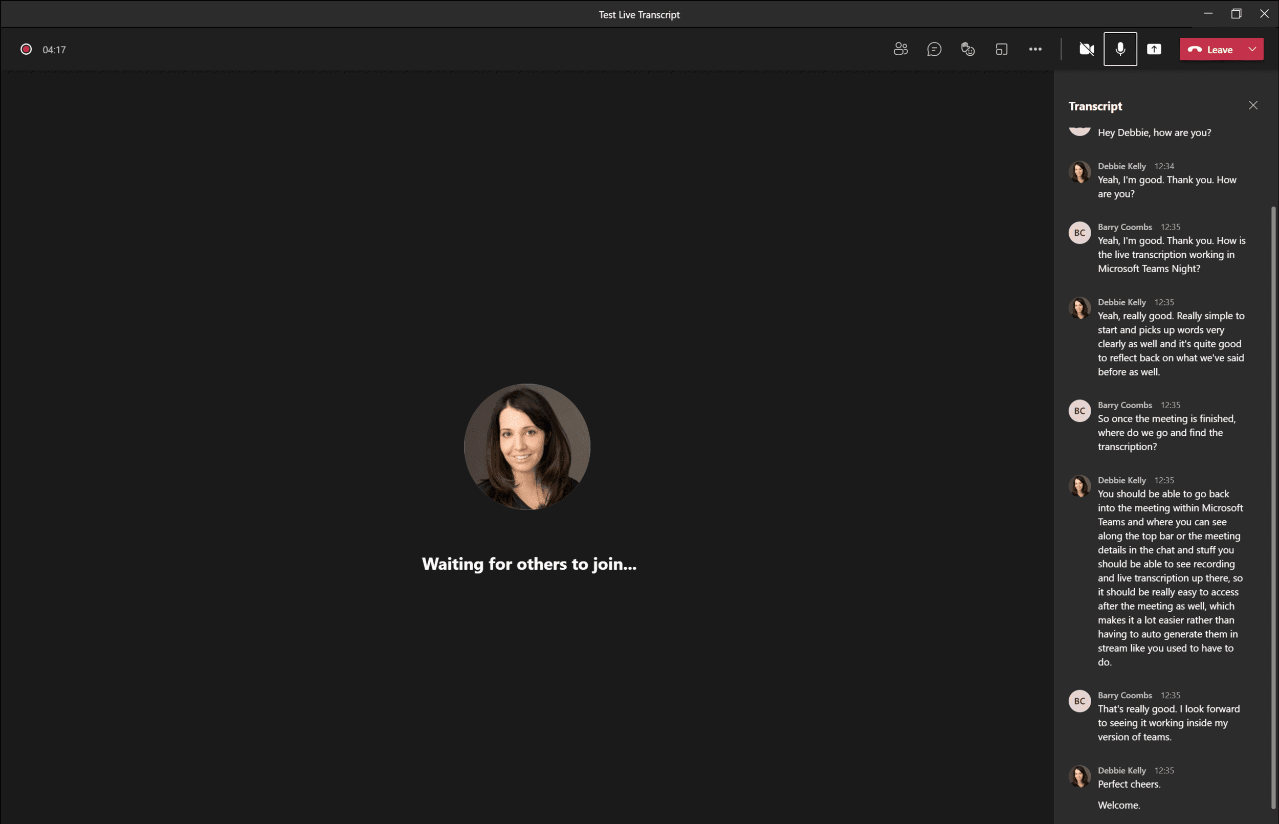 Using Live Transcripts within Microsoft Teams Meetings